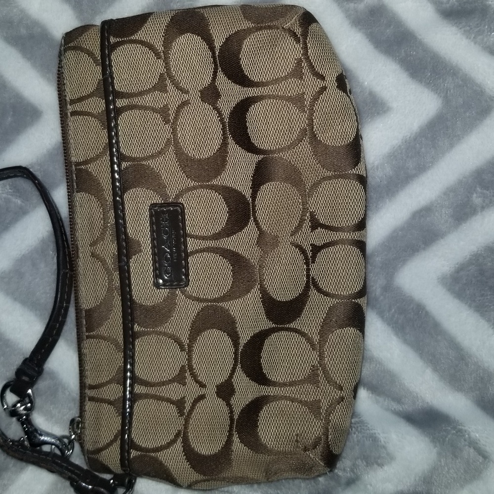 Beige and Brown Coach Clutch